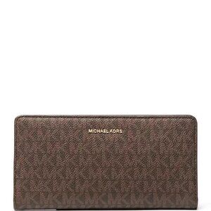 Michael Kors Bryant Large Slim Snap Wallet, Leather, Brown & Acorn, New w/Tags